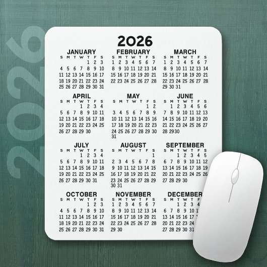 Kalender - weißer Hintergrund - Vertikal Mousepad