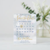 Kalender Winterschneeflocken Save the Date Postkar Postkarte (Stehend Vorderseite)