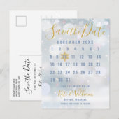 Kalender Winterschneeflocken Save the Date Postkar Postkarte (Vorne/Hinten)