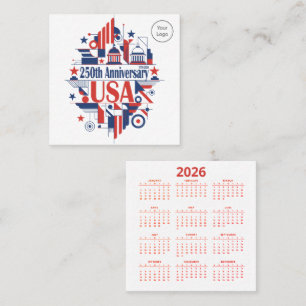 Kalender zum 250. Jubiläum Amerikas Quadratische Visitenkarte