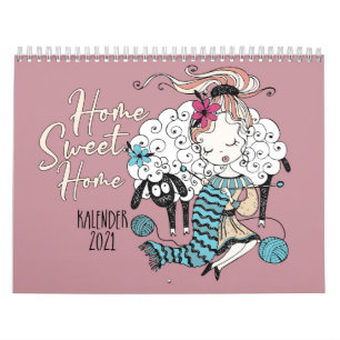 Kalender zum ausmalen Home Sweet Home  Handarbeit