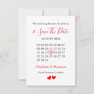 Kalenderheart Hochzeit speichern Datum Save The Date