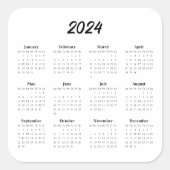 Kalenderjahr 2024 quadratischer aufkleber (Vorderseite)
