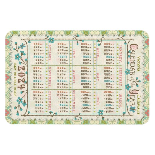 Kalenderjahr 2024 | Viktorianischer Jugendstil Magnet (Horizontal)