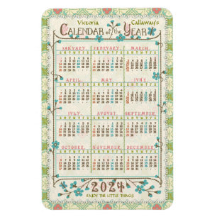 Kalenderjahr 2024 Viktorianischer Jugendstil Magnet
