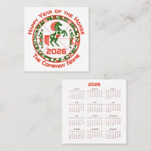 Kalenderjahr 2026 quadratische visitenkarte