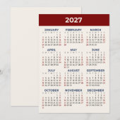 Kalenderkarte 2027 in benutzerdefinierten Farben, Programm (Vorne/Hinten)