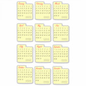 Kalendermonate jedes Jahr Aufkleber (Vorderseite)