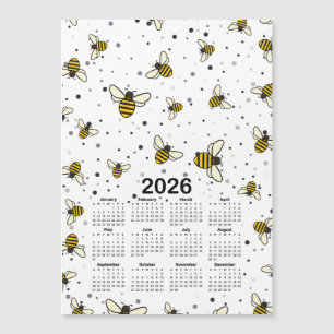 Kalendermuster 2026 mit Bienen und Punkten Magnetkarte