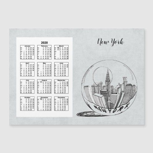 Kalenderreise Stadt Jahr 2020 Magnetkarte (Vorderseite)