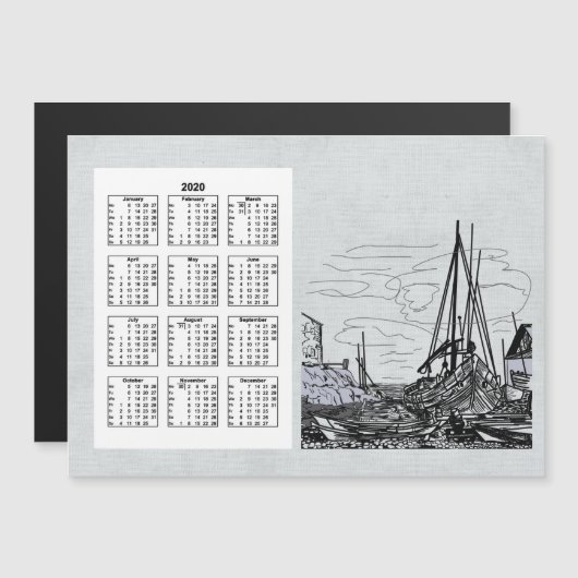 Kalenderreisen und Stadt Volljahr 2020 Magnetkarte (Vorne/Hinten)