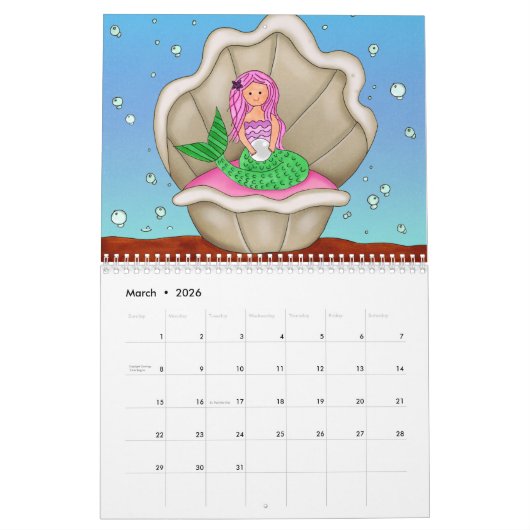 Kalenders, Meerjungfrauen und Prinzessinnen 2025 Kalender (Mär 2026)