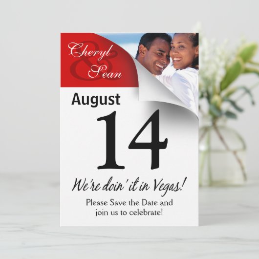 Kalenderseite Save the Date Las Vegas Foto (Stehend Vorderseite)
