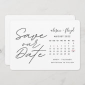 Kalenderskript Handgeschriebenes rustikales Save t Einladung (Vorne/Hinten)