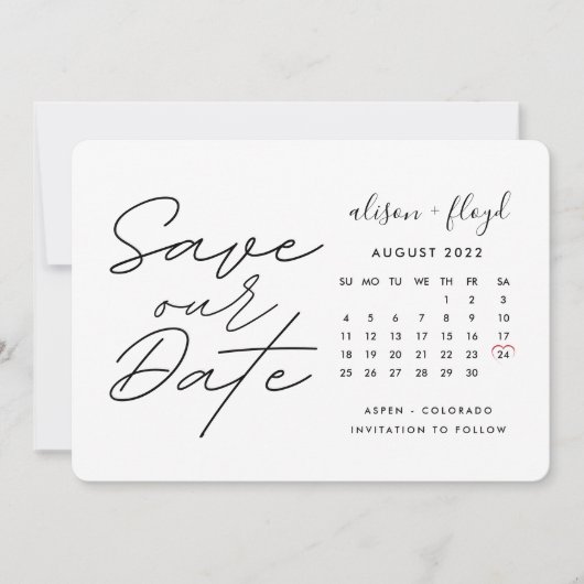 Kalenderskript Handgeschriebenes rustikales Save t Einladung (Vorderseite)