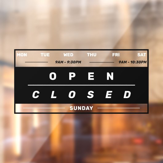 Kalenderstil Geschäftsöffnungszeiten Schwarz Fensteraufkleber (Blatt 2)