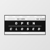 Kalenderstil Geschäftsöffnungszeiten Schwarz Fensteraufkleber (Blatt)