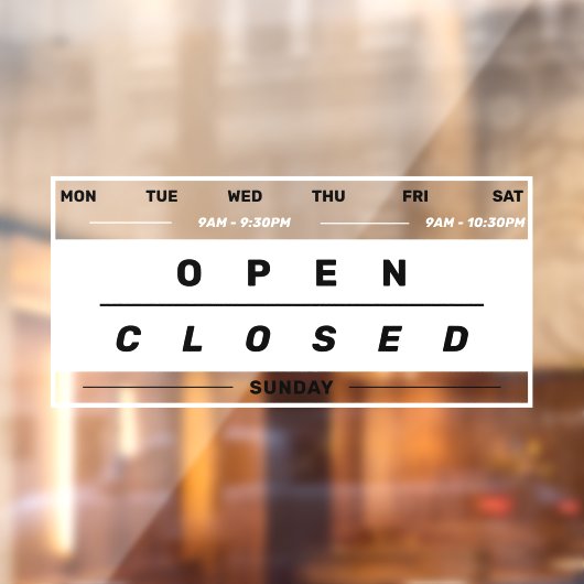 Kalenderstil Geschäftsöffnungszeiten Weiß Fensteraufkleber (Blatt 2)