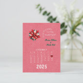 Kalenderstil Hochzeit Speichern Sie das Datum Deze Ankündigungspostkarte (Stehend Vorderseite)