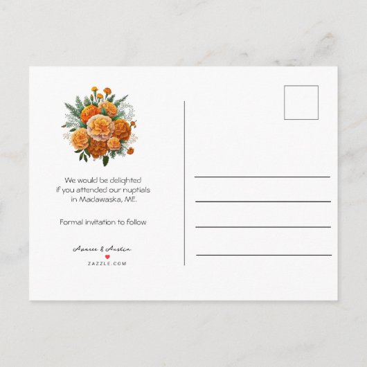 Kalenderstil Hochzeit Speichern Sie das Datum Okto Ankündigungspostkarte (Rückseite)