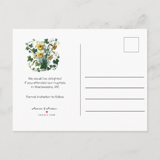 Kalenderstil Hochzeit speichern Sie den März Datum Ankündigungspostkarte (Rückseite)