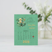 Kalenderstil Hochzeit speichern Sie den März Datum Ankündigungspostkarte (Stehend Vorderseite)