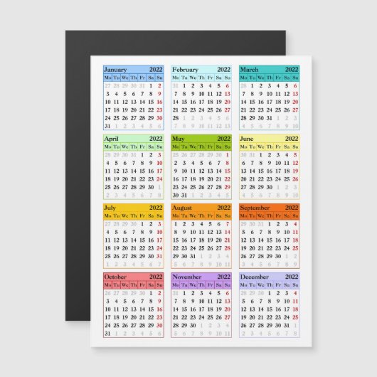 Kalendervorlage 2022 magnetkarte (Vorne/Hinten)