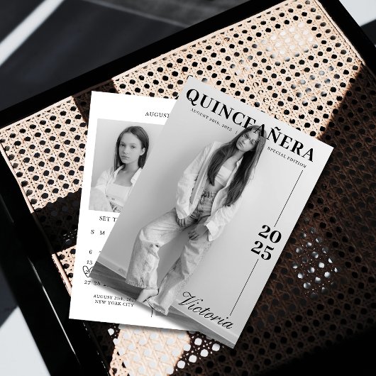 Kalenderzeitschrift Quinceañera Save the Date Einladung