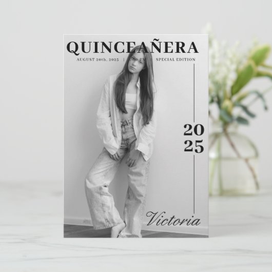 Kalenderzeitschrift Quinceañera Save the Date Einladung (Stehend Vorderseite)