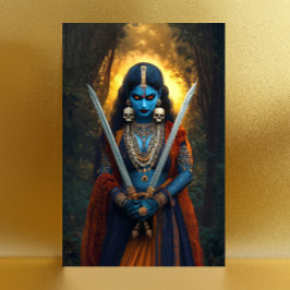 Kali Hindu Goddess Portrait Malerei Dunkle Fantasi Postkarte