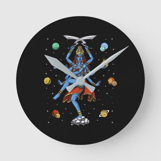 Kali Hindu Goddess Runde Wanduhr (Vorderseite)