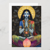 Kali in Meditation: Mosaik Blue Gold Goddess Art Einladung (Vorne/Hinten)