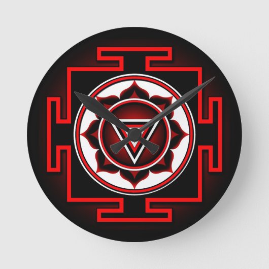 Kali Yantra Runde Wanduhr (Vorderseite)