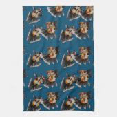 Kalico-Schmetterling-Teleskop (aquamarin) Geschirrtuch (Vertikal)