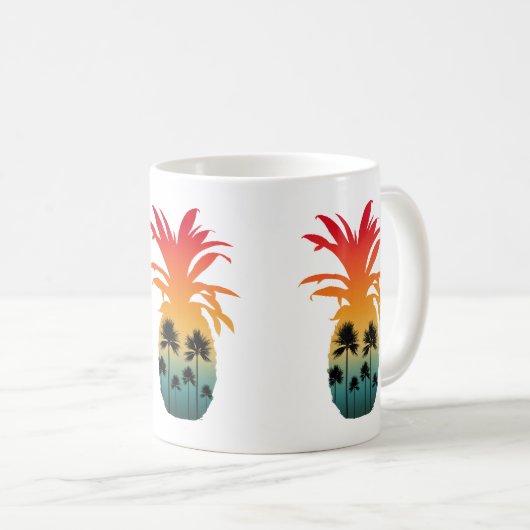 KALIFORNIA PINEAPPLE SUNSET PALM BÄUME KAFFEETASSE (VorderseiteRechts)