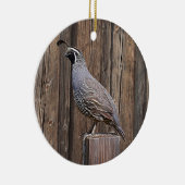 KALIFORNIA QUAIL AUF BARNBOARD KERAMIK ORNAMENT (Rechts)
