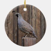 KALIFORNIA QUAIL AUF BARNBOARD KERAMIK ORNAMENT (Hinten)