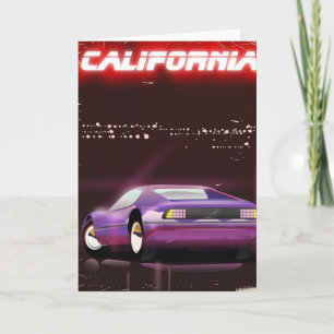 Kalifornien 80er Neon-Supercar-Plakat Feiertagskarte