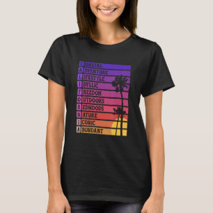 Kalifornien Akrostichon-Gedicht Palmen Bäume Cali  T-Shirt