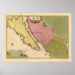 Kalifornien als Insel von N. de Fer 1720 Poster