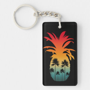 KALIFORNIEN ANANAS SONNENUNTERGANG PALMEN SCHLÜSSELANHÄNGER