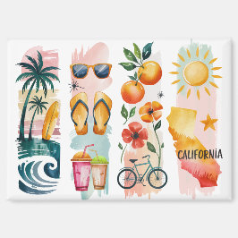 Kalifornien-Aquarell-Magnet-Set | Strandwellen, Or Magnet