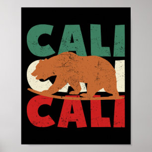 Kalifornien Bär Cali Surfen Bär Retro Surfen Vinta Poster