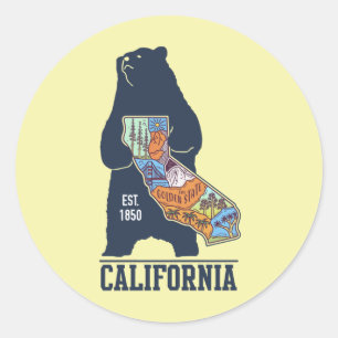 Kalifornien Bär Golden State rechteckiger Aufklebe Runder Aufkleber