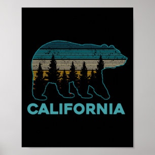 Kalifornien Bär Vintage Retro Natur Wandern Andenk Poster