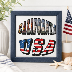 Kalifornien Bild und USA-Flagge Text Fliese