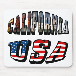 Kalifornien Bild und USA-Flagge Text Mousepad