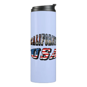 Kalifornien Bild und USA-Flagge Text Thermosbecher