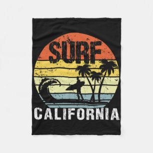 Kalifornien Ca Retro Vintage Skyline Surfen Surfen Fleecedecke
