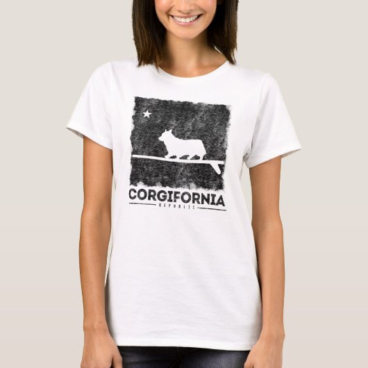 Kalifornien Corgifornia Corgi-Surfbrett-T - Shirt (Vorderseite)